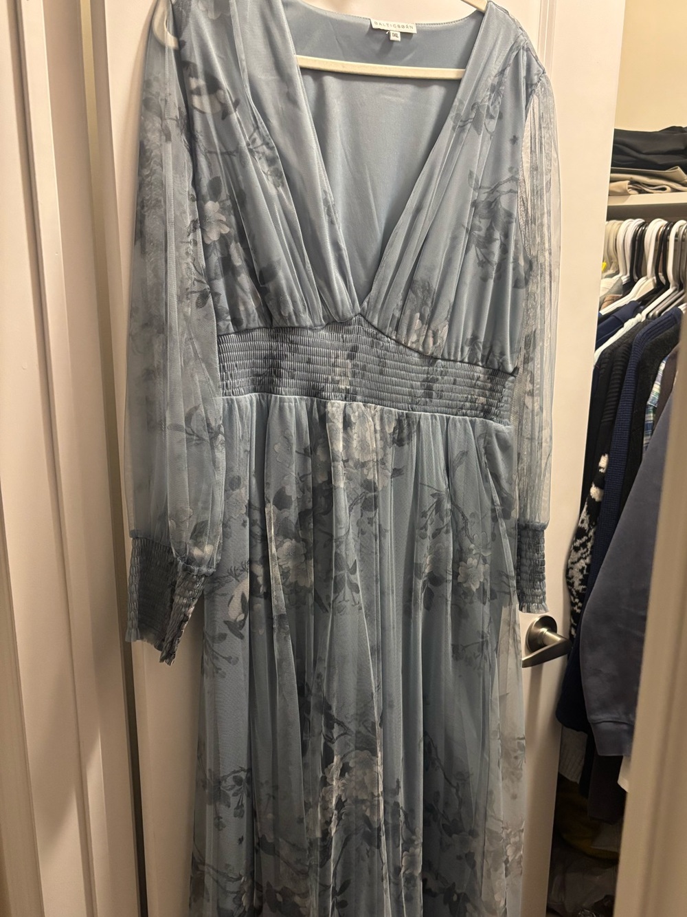 Baltic Born Dusty Blue Floral V-Neck Maxi Dress